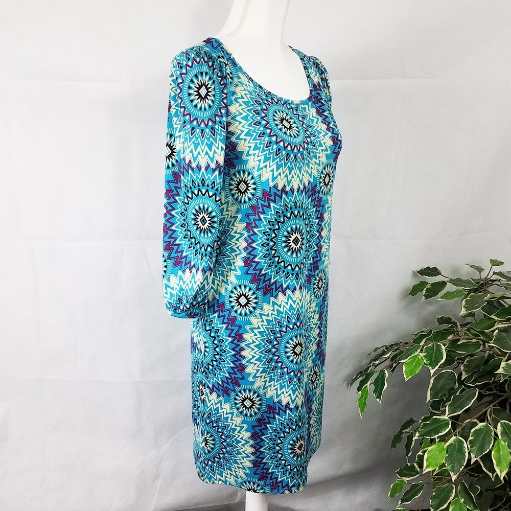 Felicity & Coco Nordstrom's Women's Turquoise Spiral Dress - Picture 1 of 8